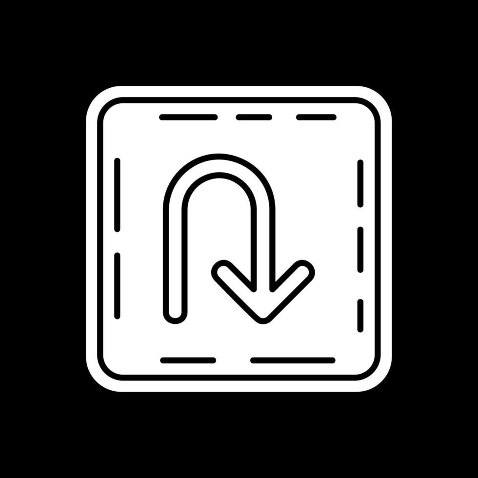 U turn Glyph Inverted Icon vector