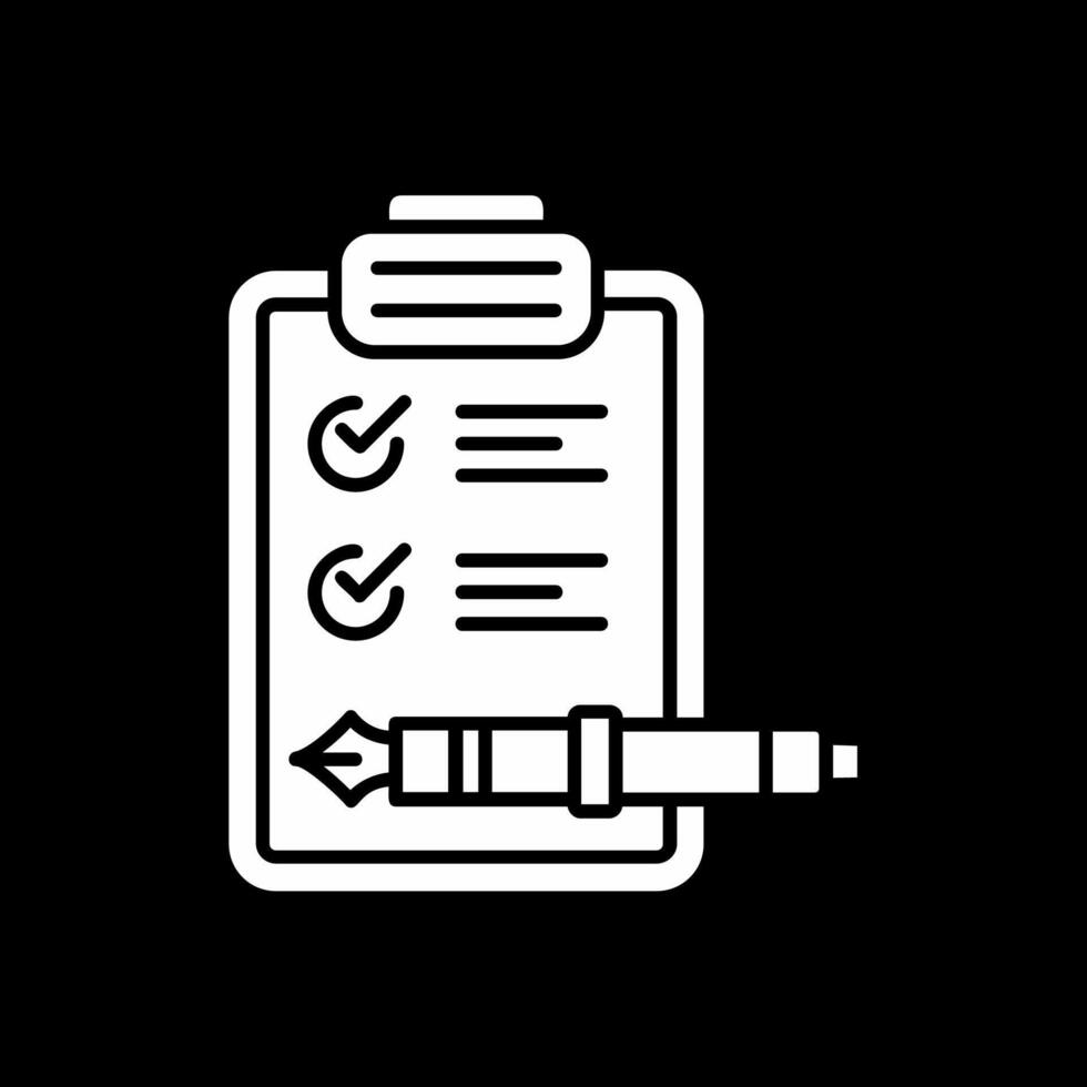 Check list Glyph Inverted Icon vector