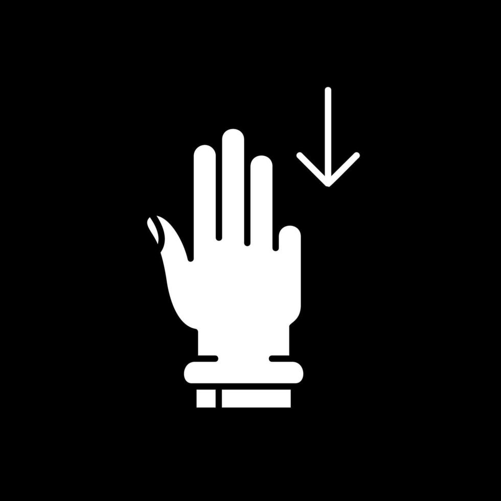 icono de glifo invertido de tres dedos hacia abajo vector