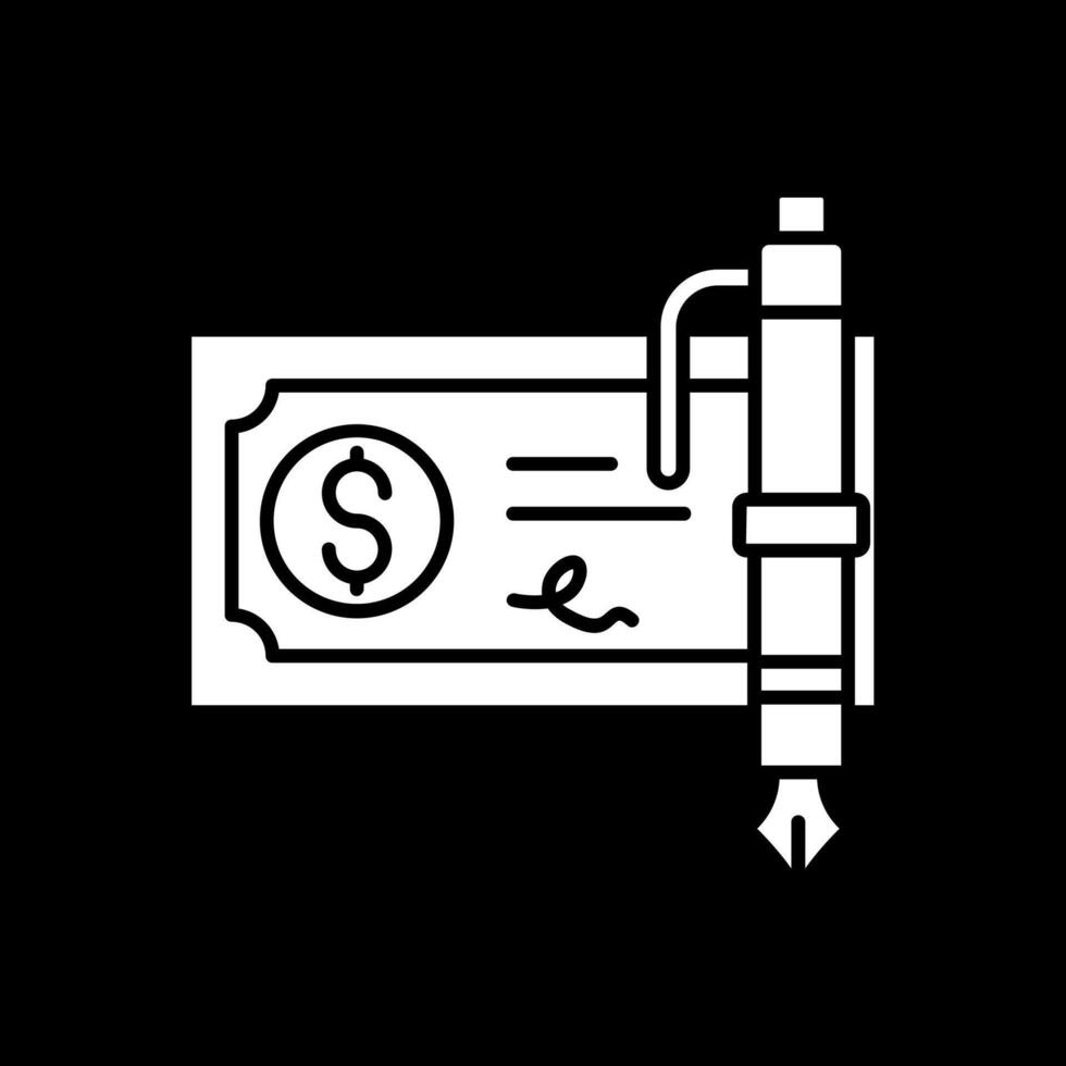 Bank check Glyph Inverted Icon vector