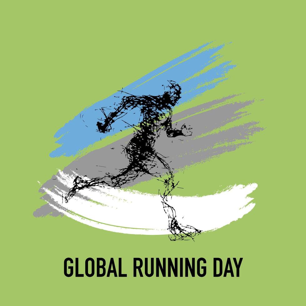 global corriendo día, concepto póster, bandera, letras, tipografía, 2do junio vector ilustración