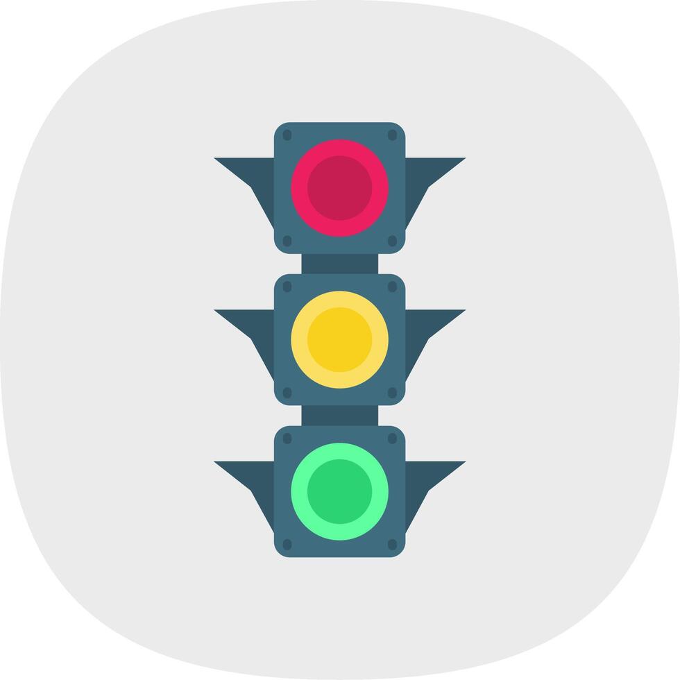 Traffic light Flat Curve Icon vector