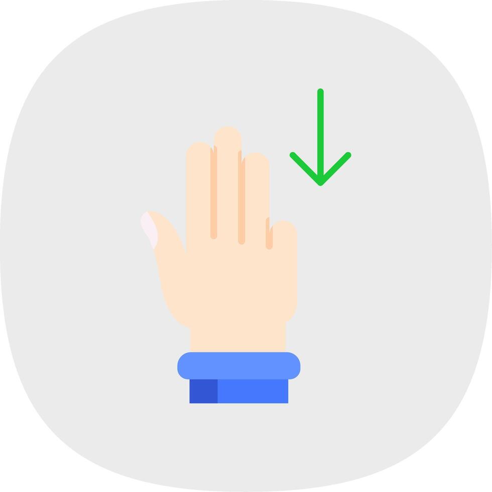 Three Fingers Down Flat Curve Icon vector