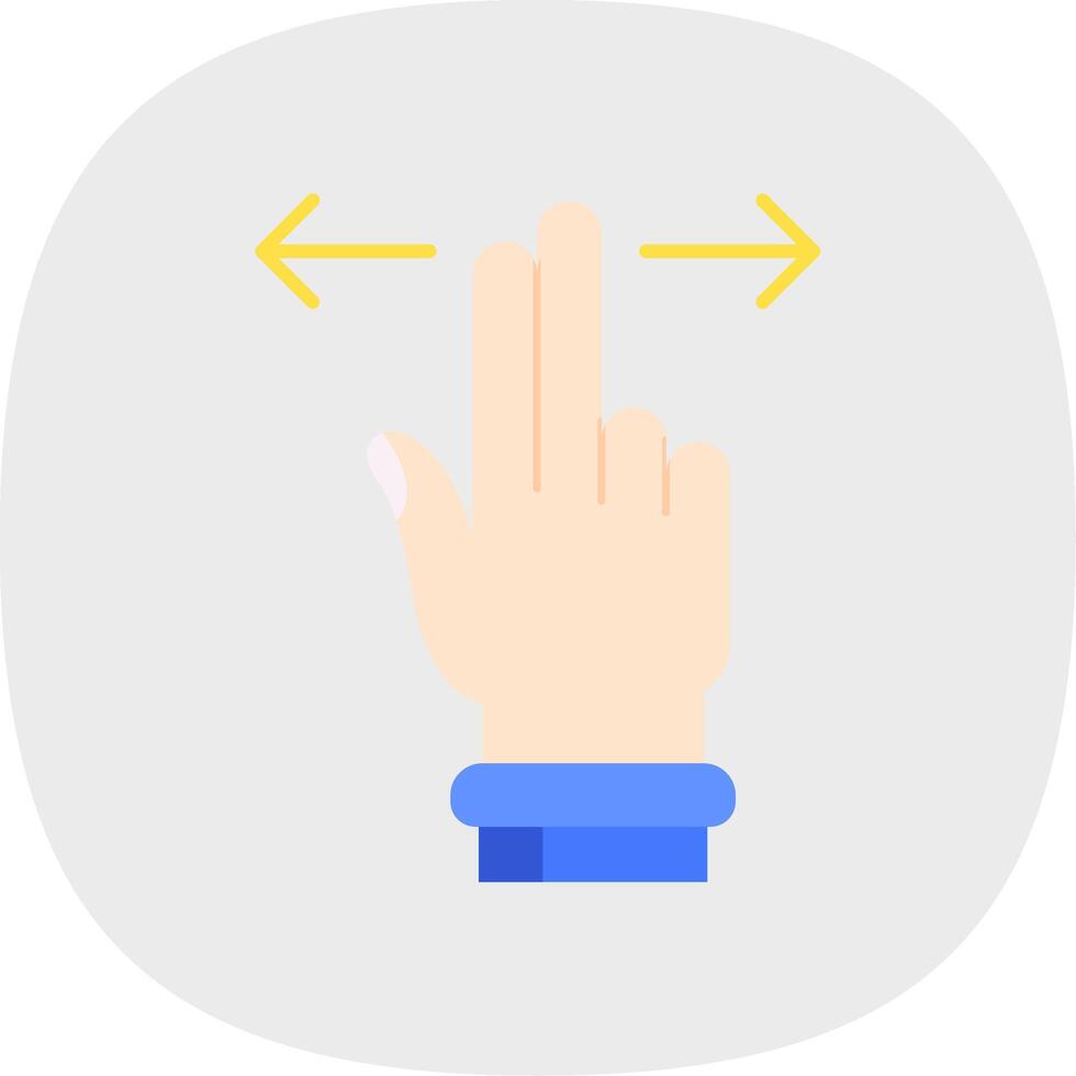Two Fingers Horizontal Scroll Flat Curve Icon vector