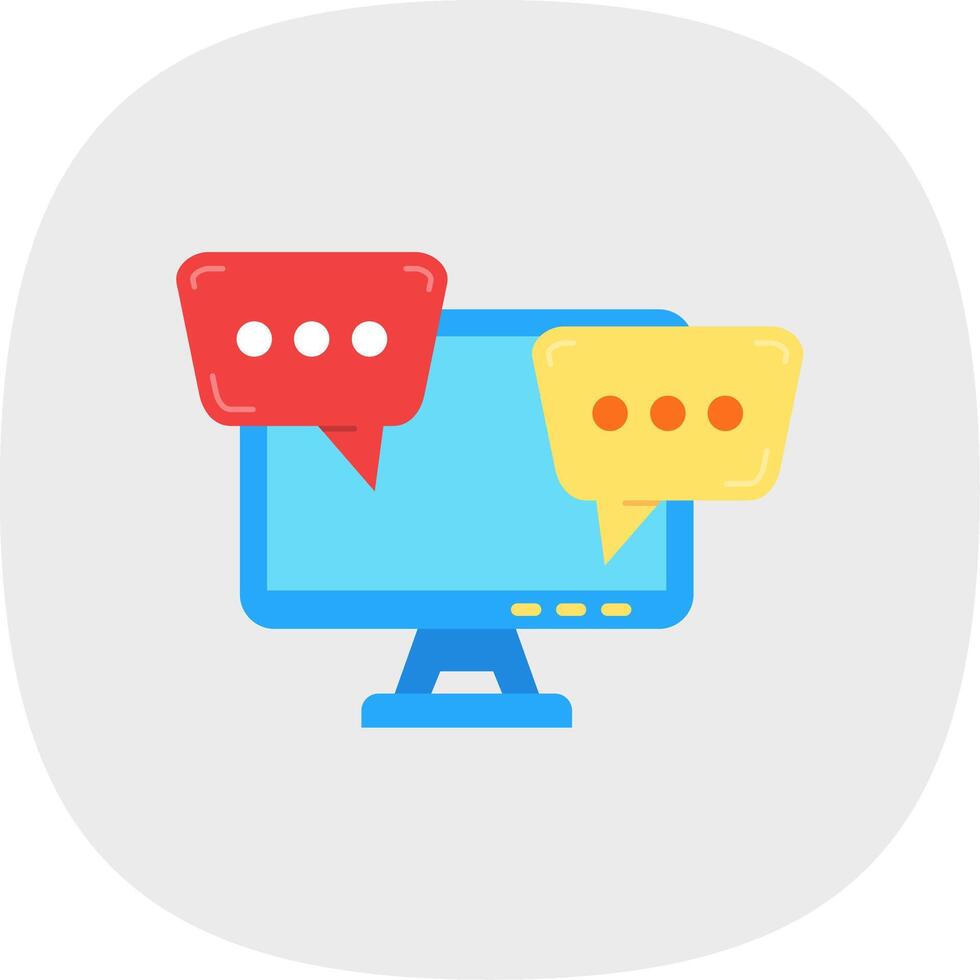 Desktop computer Flat Curve Icon vector