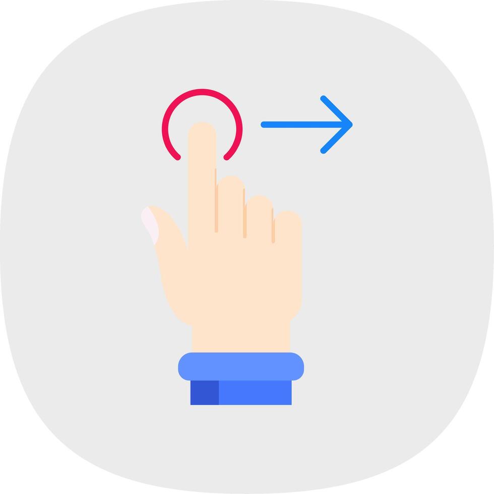 Tap and Move Right Flat Curve Icon vector