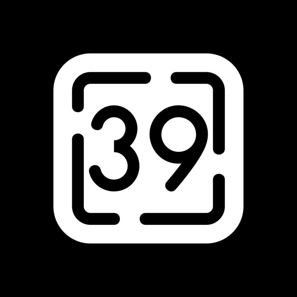 Thirty Nine Glyph Inverted Icon vector