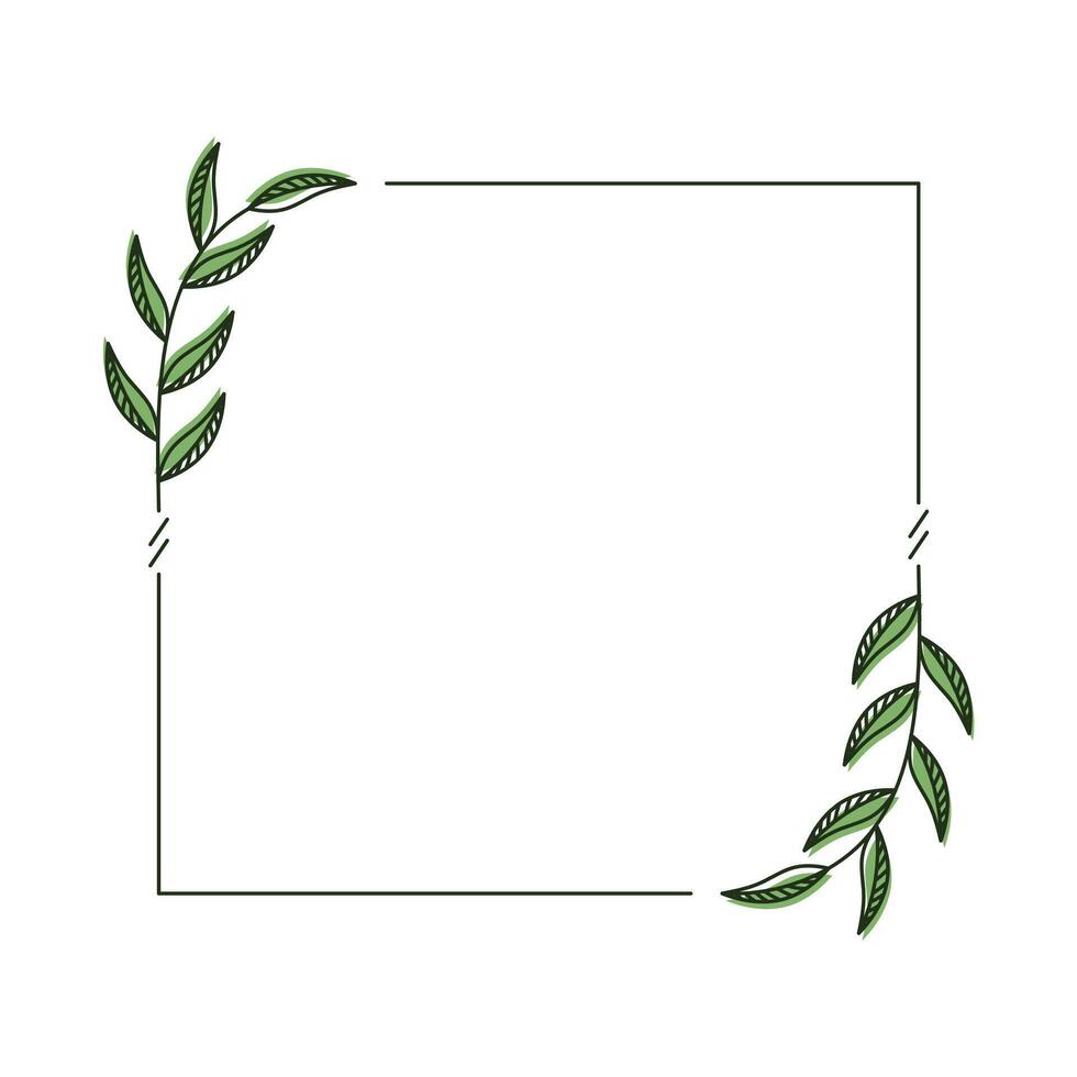 Green floral frame. Wedding invitation frame vector design