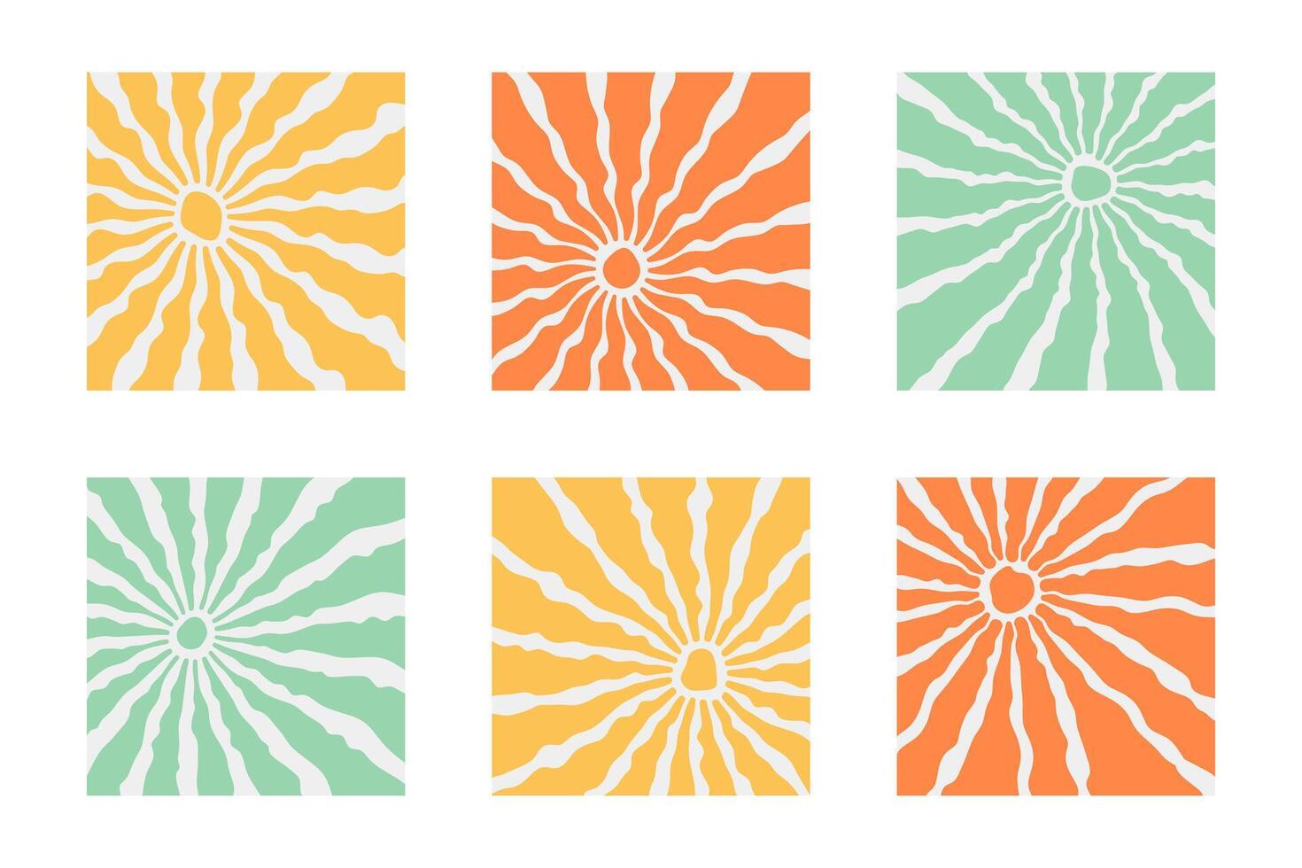 Groovy hippie 70s backgrounds. Waves, swirl, twirl pattern. Twisted and distorted vector texture in trendy retro psychedelic style.