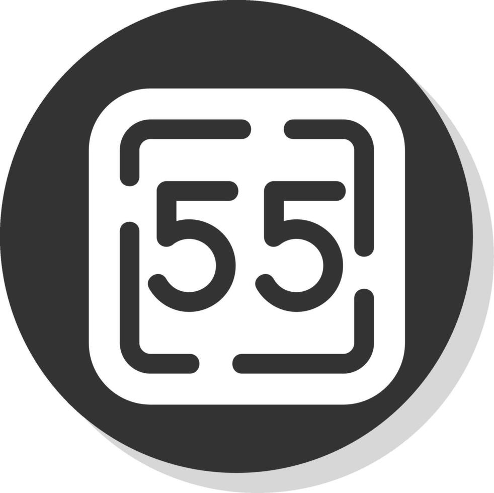 cincuenta cinco glifo gris circulo icono vector