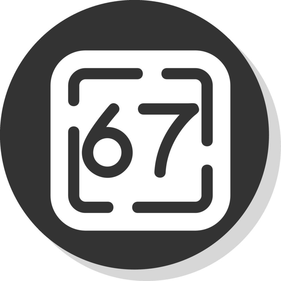 Sixty Seven Glyph Grey Circle Icon vector
