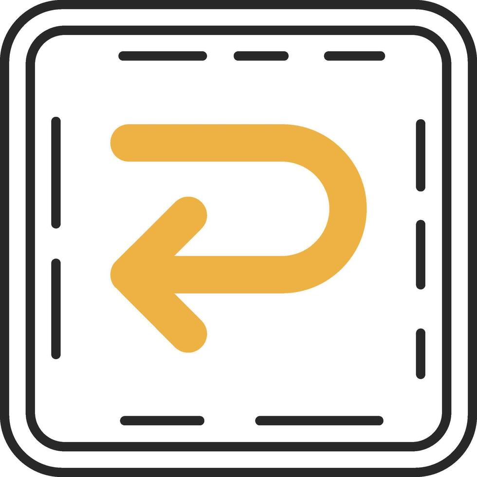 U turn Skined Filled Icon vector