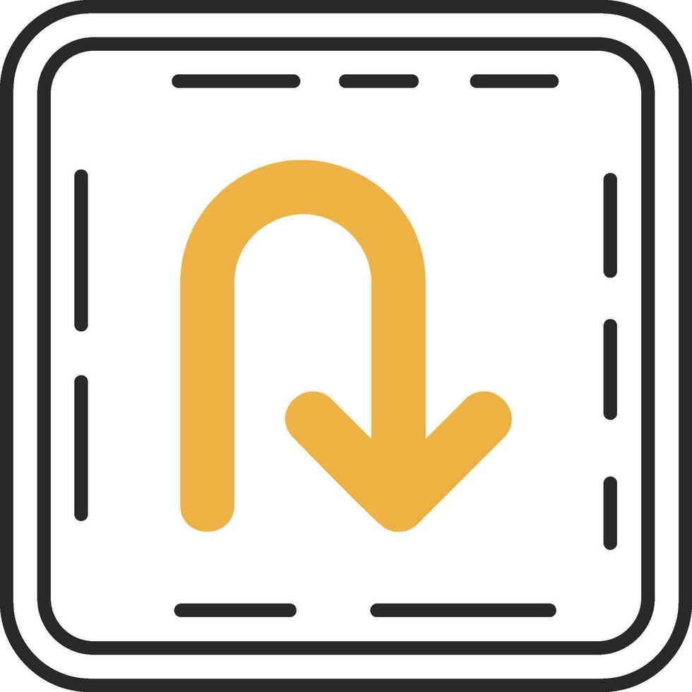 U turn Skined Filled Icon vector