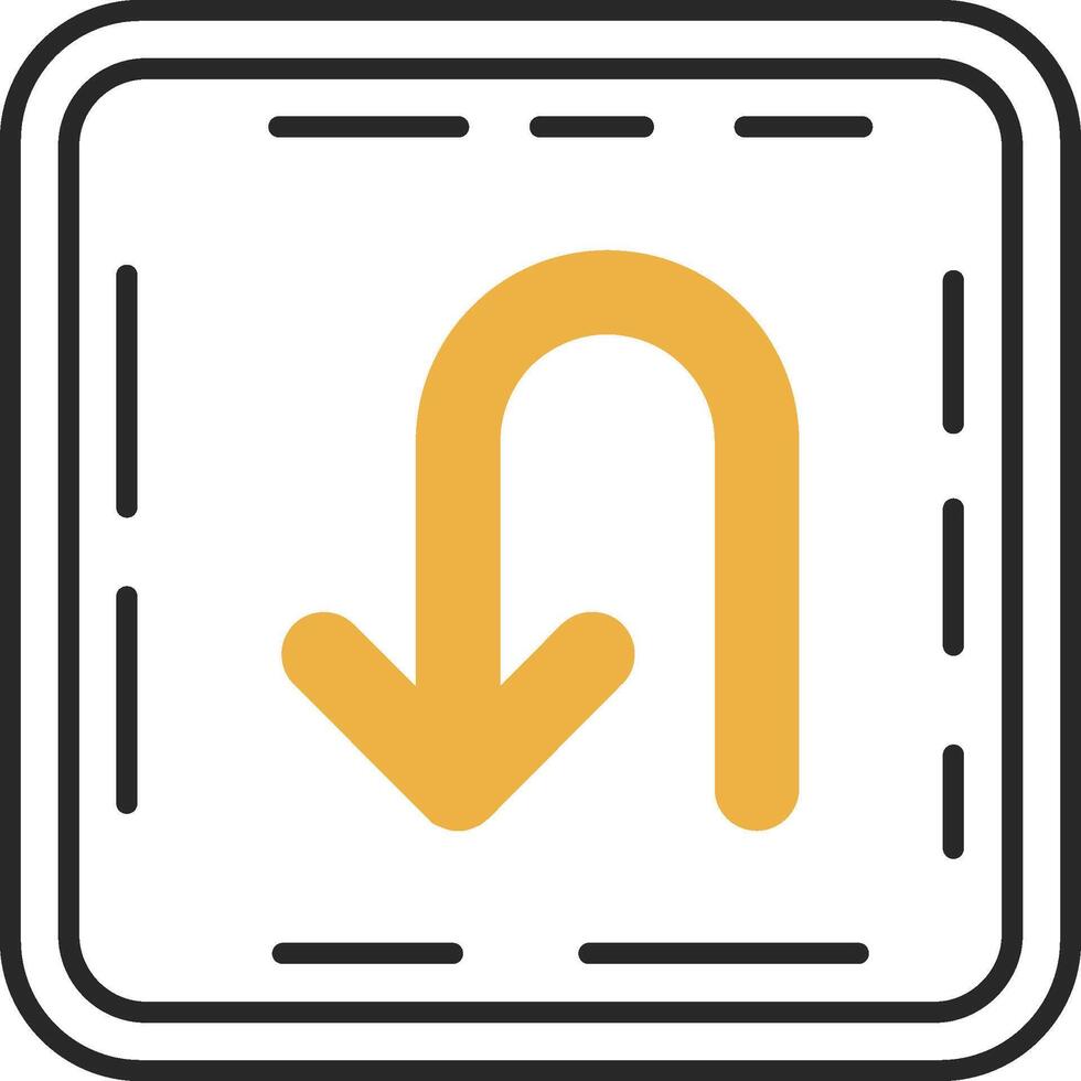 U turn Skined Filled Icon vector