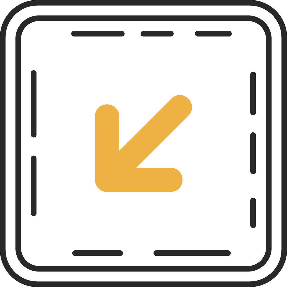 Down left arrow Skined Filled Icon vector