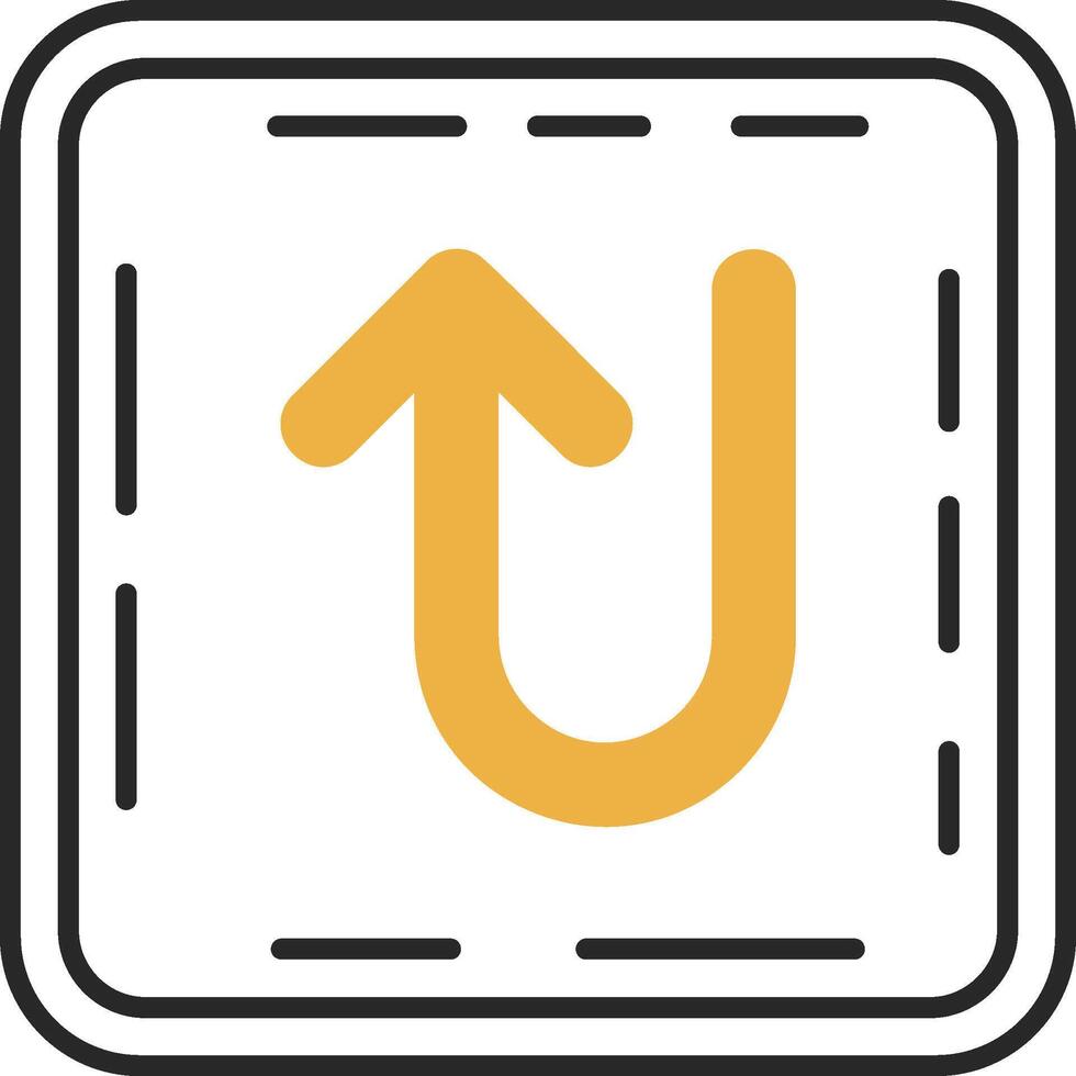 U turn Skined Filled Icon vector