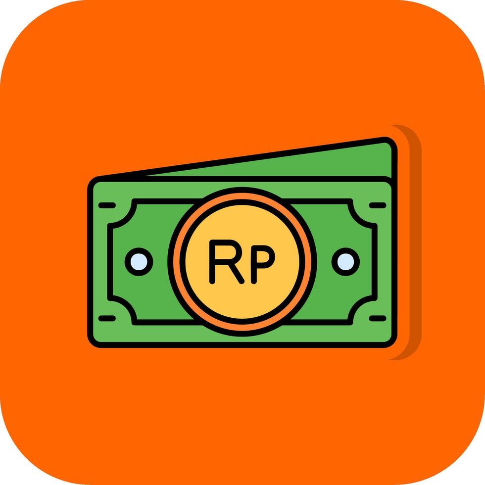 Indonesian rupiah Filled Orange background Icon vector