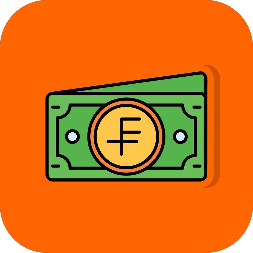 Swiss franc Filled Orange background Icon vector