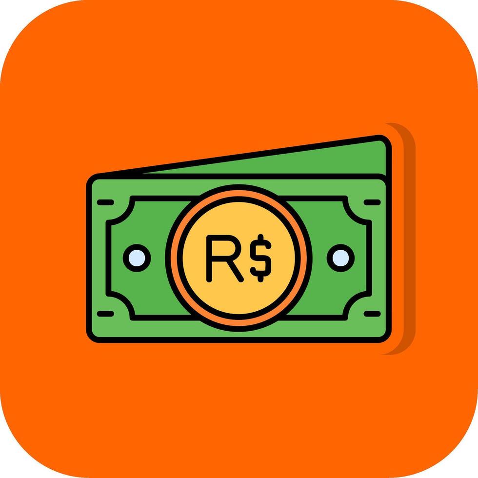 Brazilian real Filled Orange background Icon vector