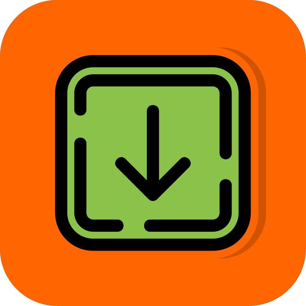 Down arrow Filled Orange background Icon vector