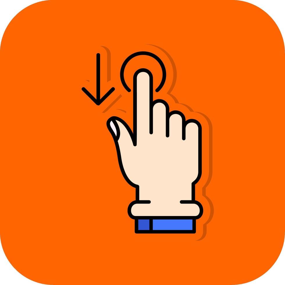 Tap and Move Down Filled Orange background Icon vector