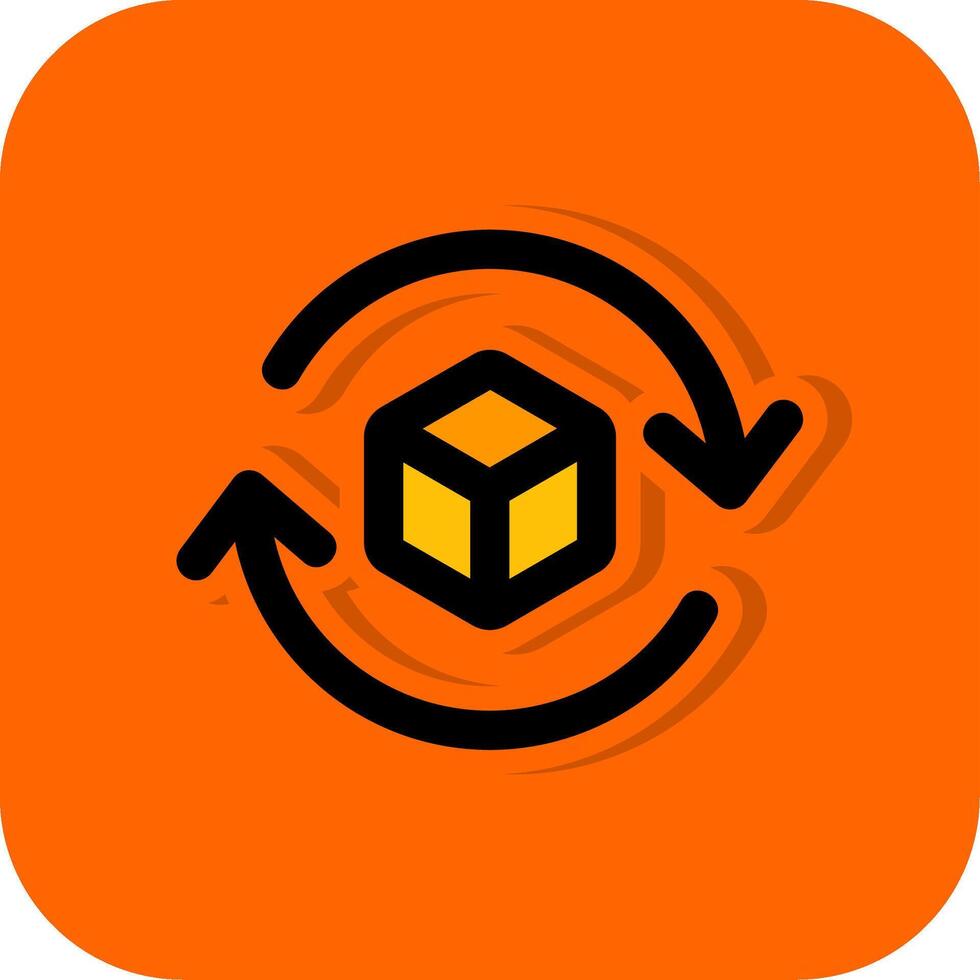 3d rotate 2 Filled Orange background Icon vector