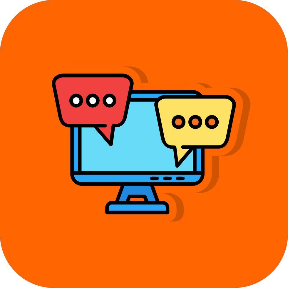 Desktop computer Filled Orange background Icon vector