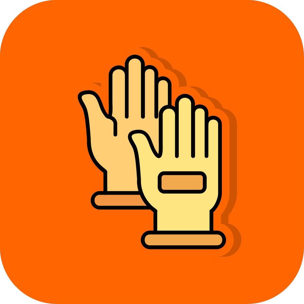 Hand gloves Filled Orange background Icon vector