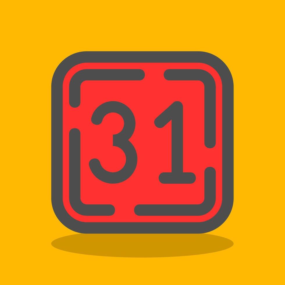Thirty One Filled Shadow Icon vector