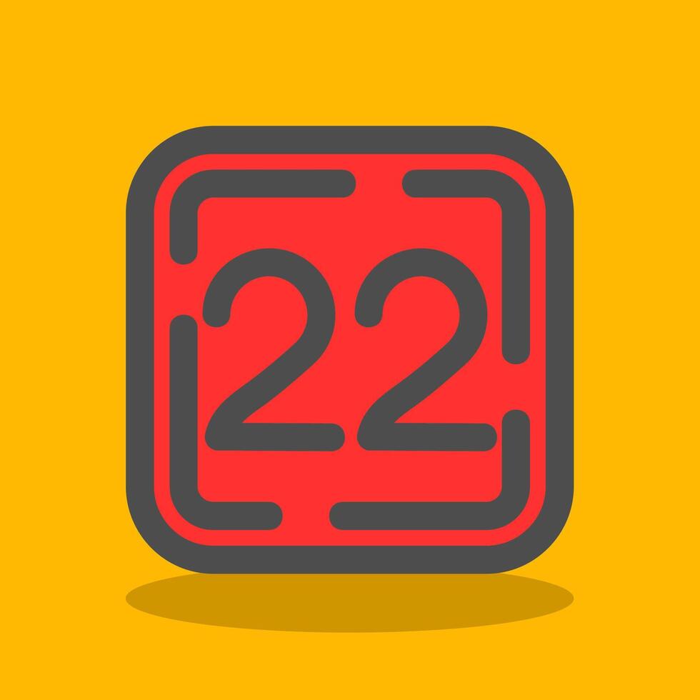 Twenty Two Filled Shadow Icon vector