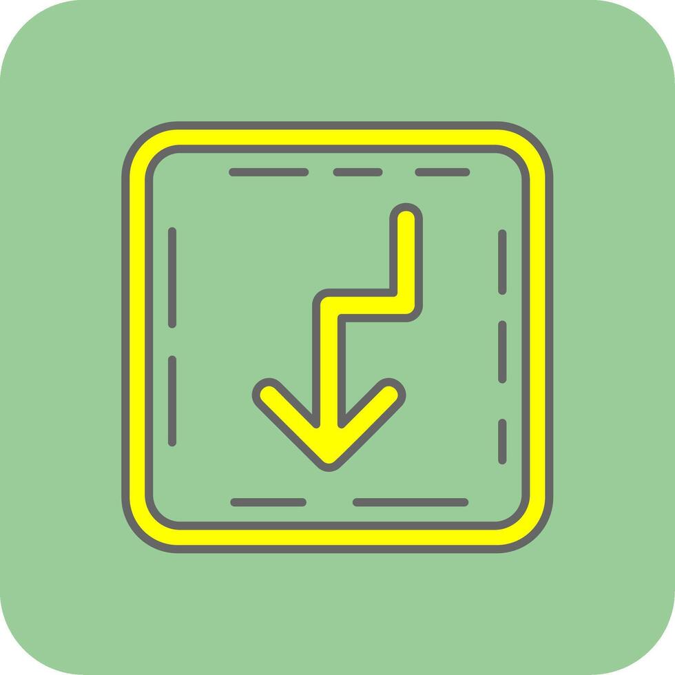 U turn Filled Yellow Icon vector