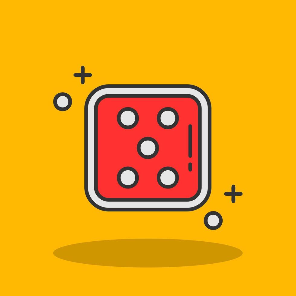 Dice five Filled Shadow Icon vector