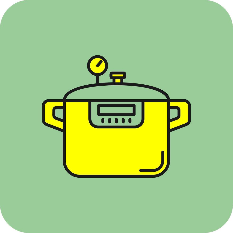 Pressure cooker Filled Yellow Icon vector