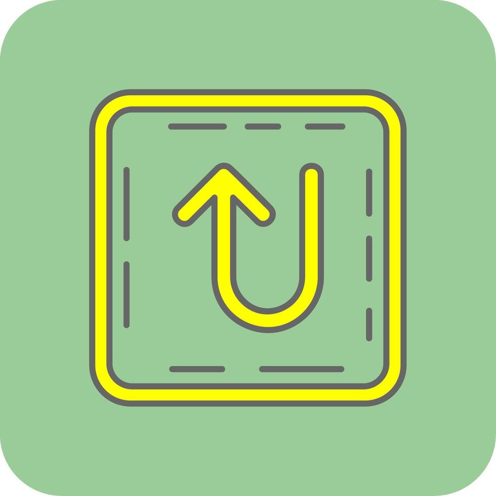 U turn Filled Yellow Icon vector