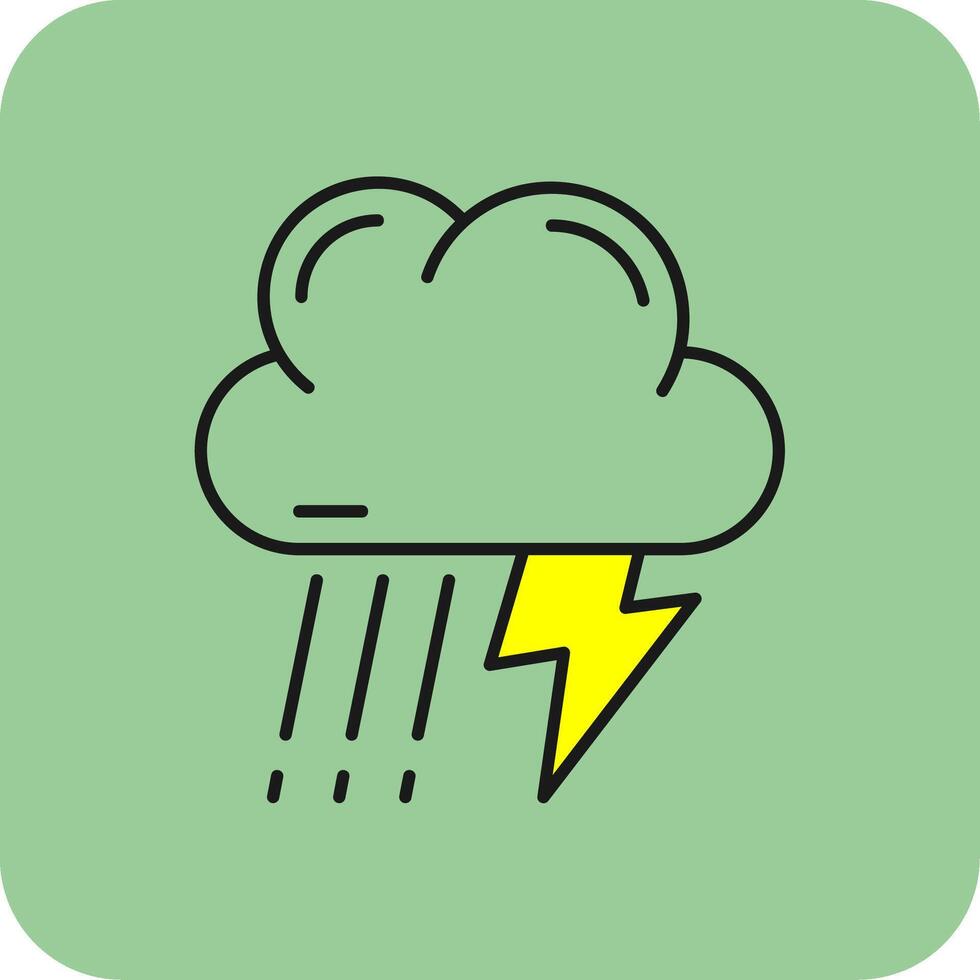 Thunder strom Filled Yellow Icon vector