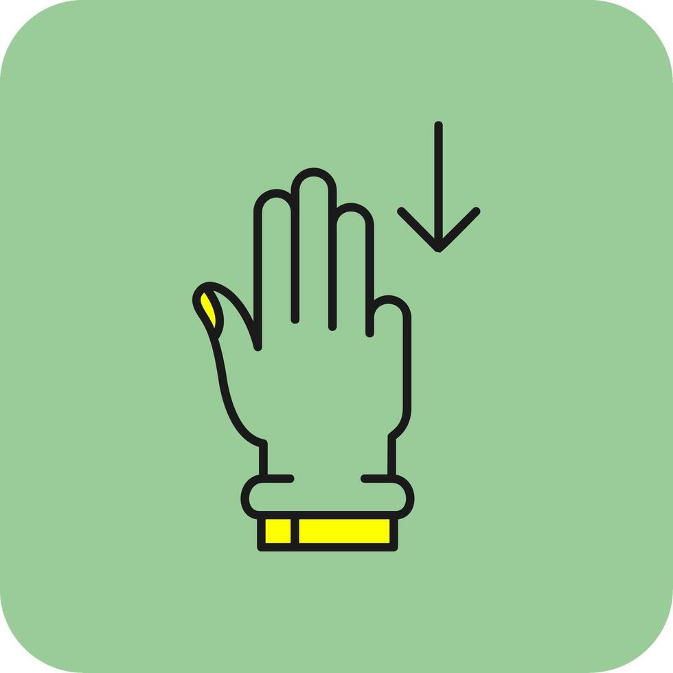 Three Fingers Down Filled Yellow Icon vector