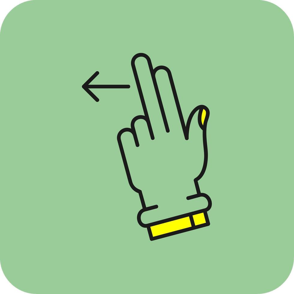 dos dedos izquierda lleno amarillo icono vector