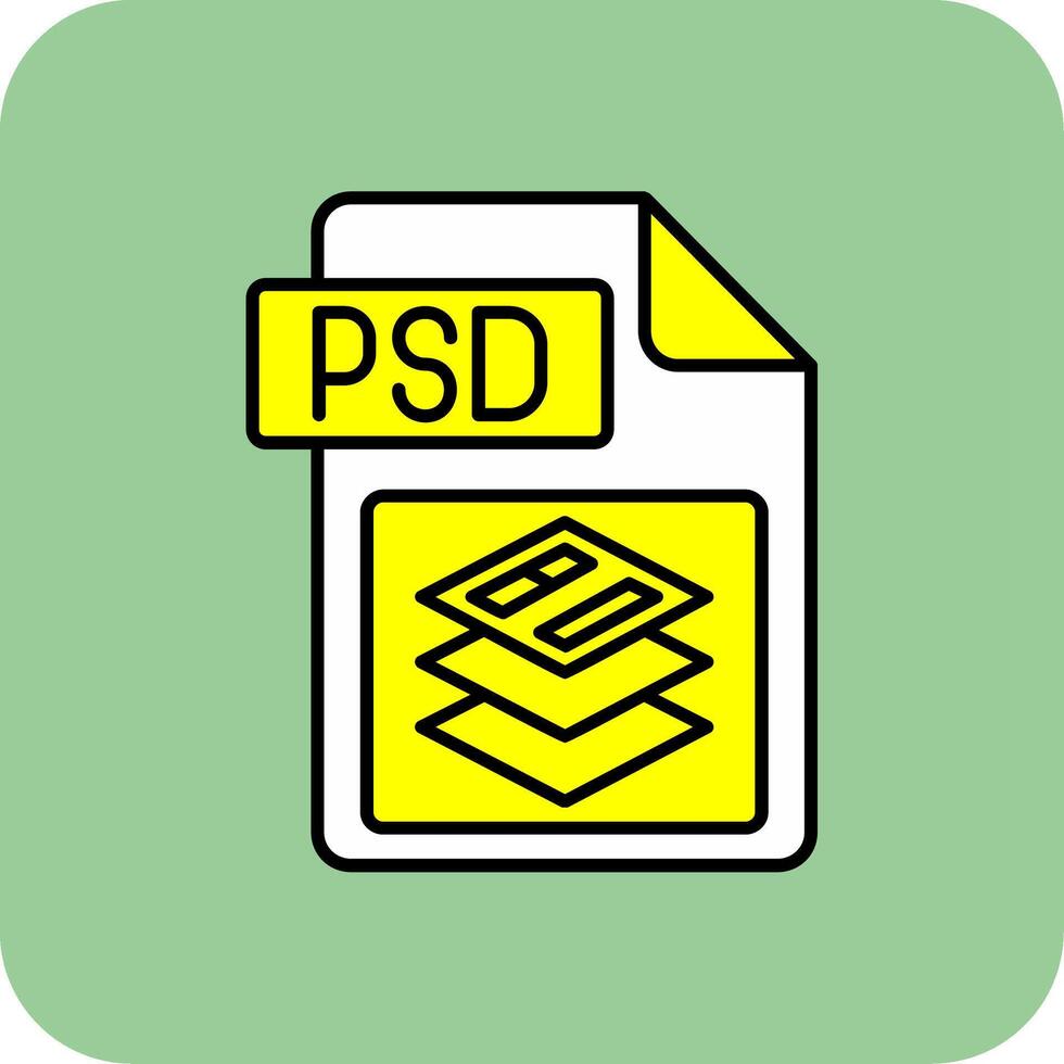 Psd file format Filled Yellow Icon vector