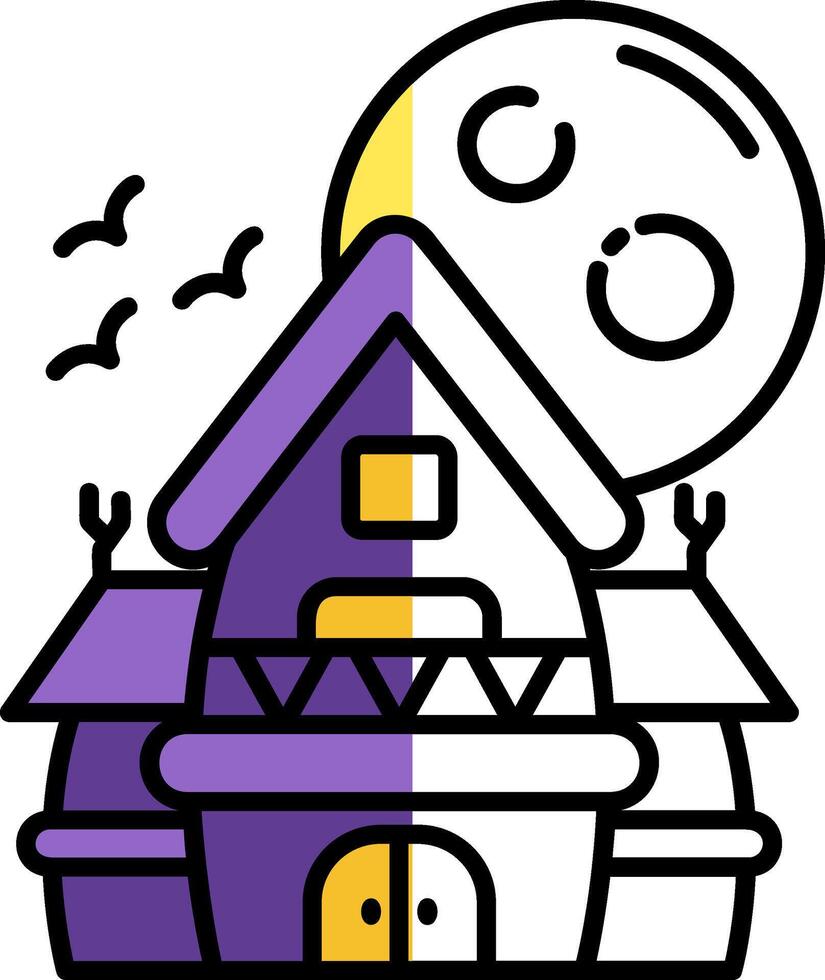 Haunted house Filled Half Cut Icon vector