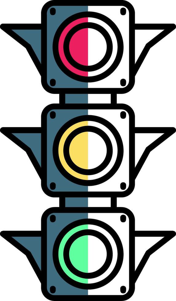 Traffic light Filled Half Cut Icon vector
