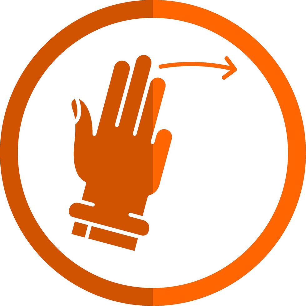 Tres dedos Derecha glifo naranja circulo icono vector