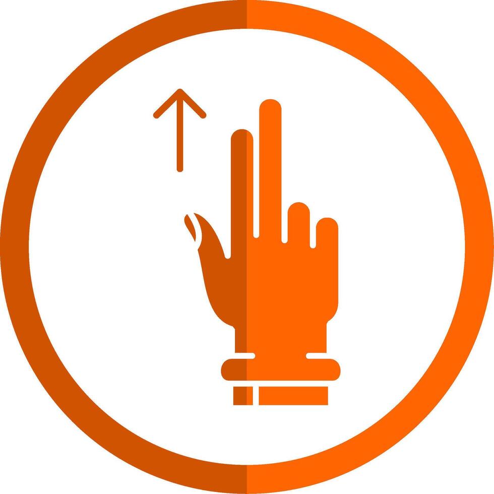dos dedos arriba glifo naranja circulo icono vector