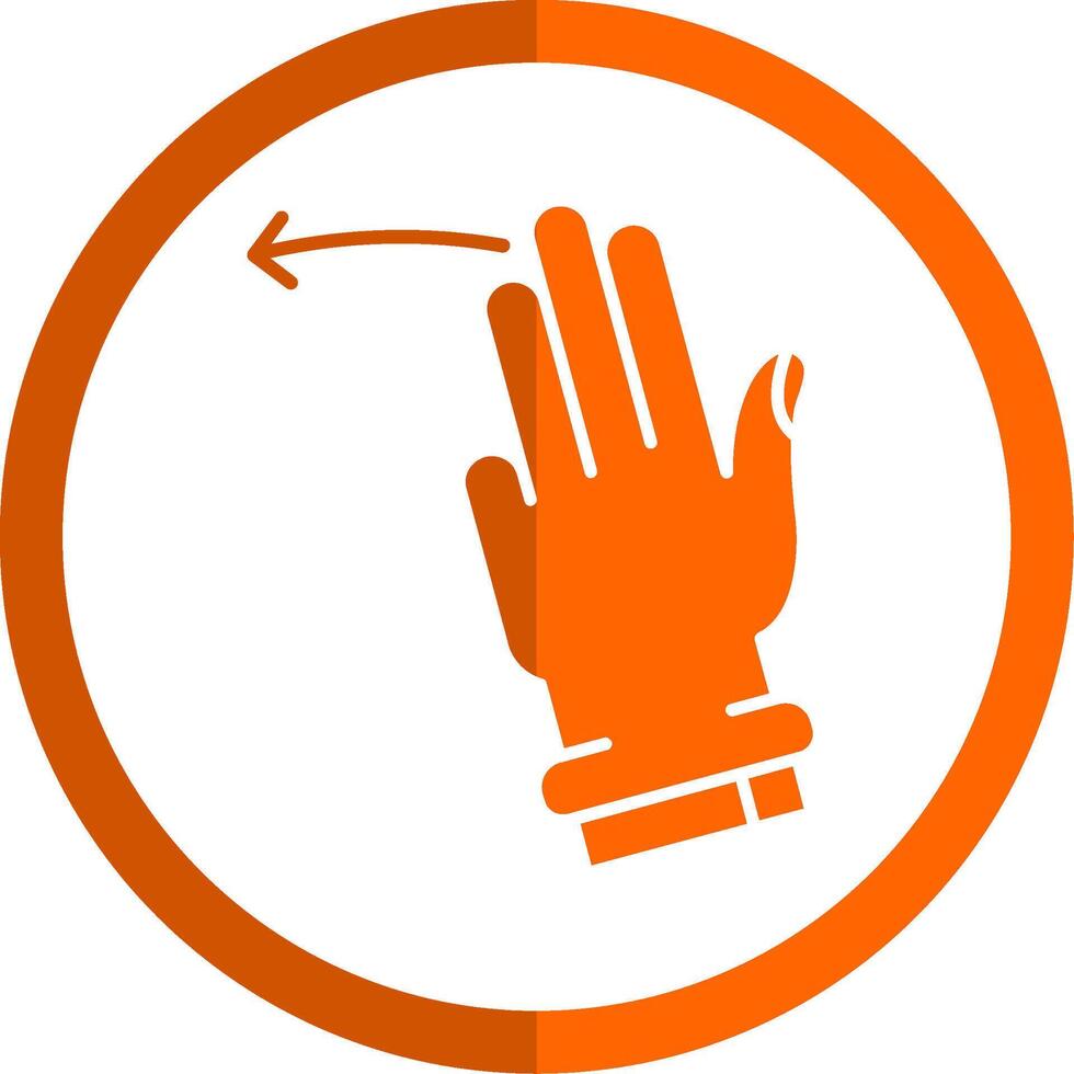 Tres dedos izquierda glifo naranja circulo icono vector