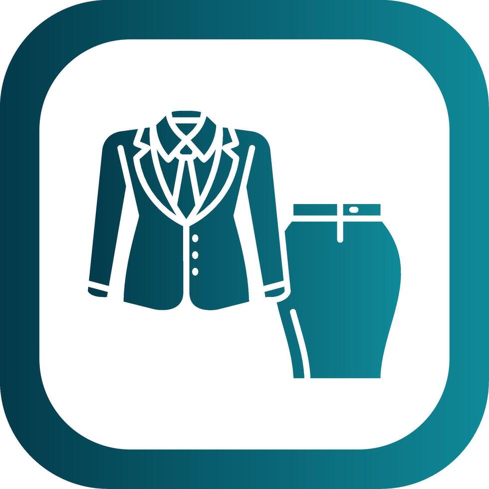 mujer traje glifo degradado redondo esquina icono vector