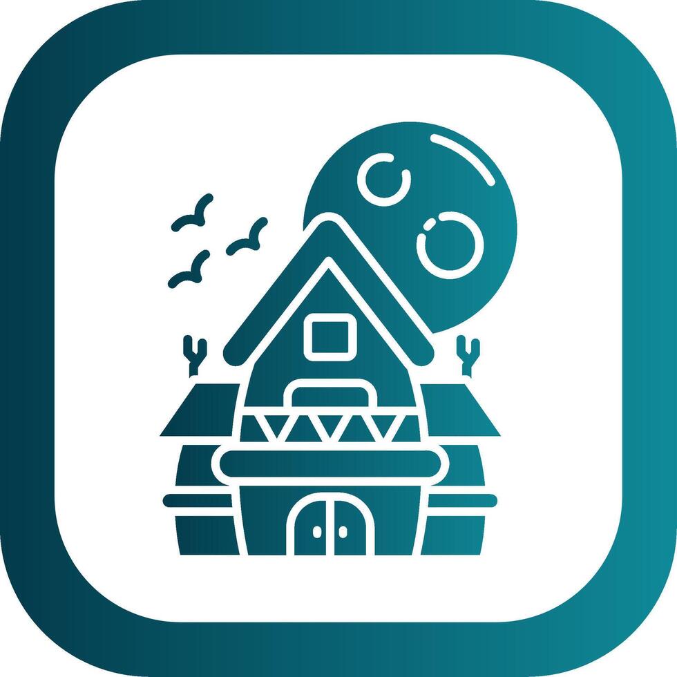 Haunted house Glyph Gradient Round Corner Icon vector