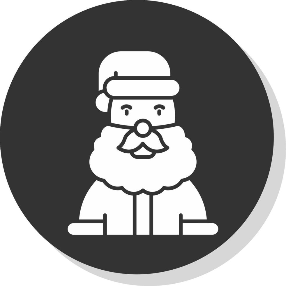 Papa Noel claus glifo gris circulo icono vector