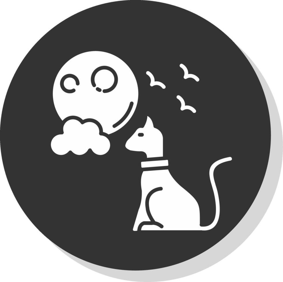 Black cat Glyph Grey Circle Icon vector