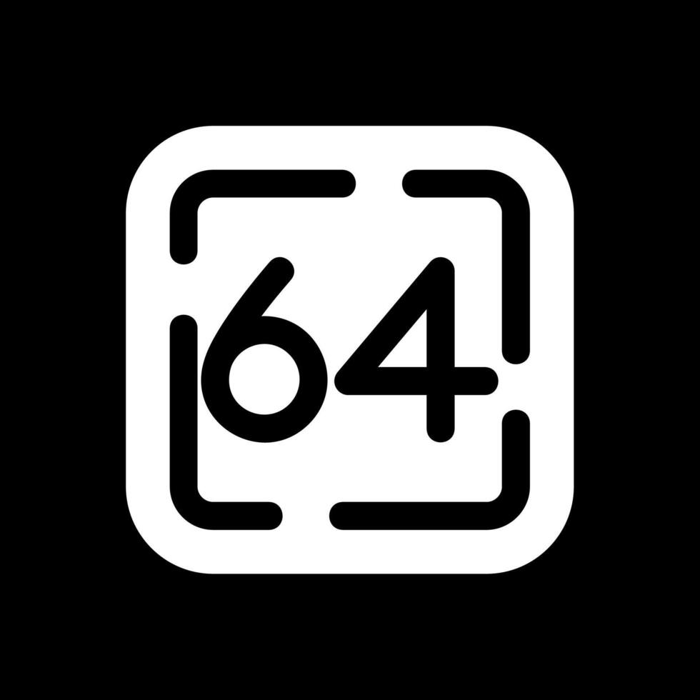 sesenta cuatro glifo invertido icono vector