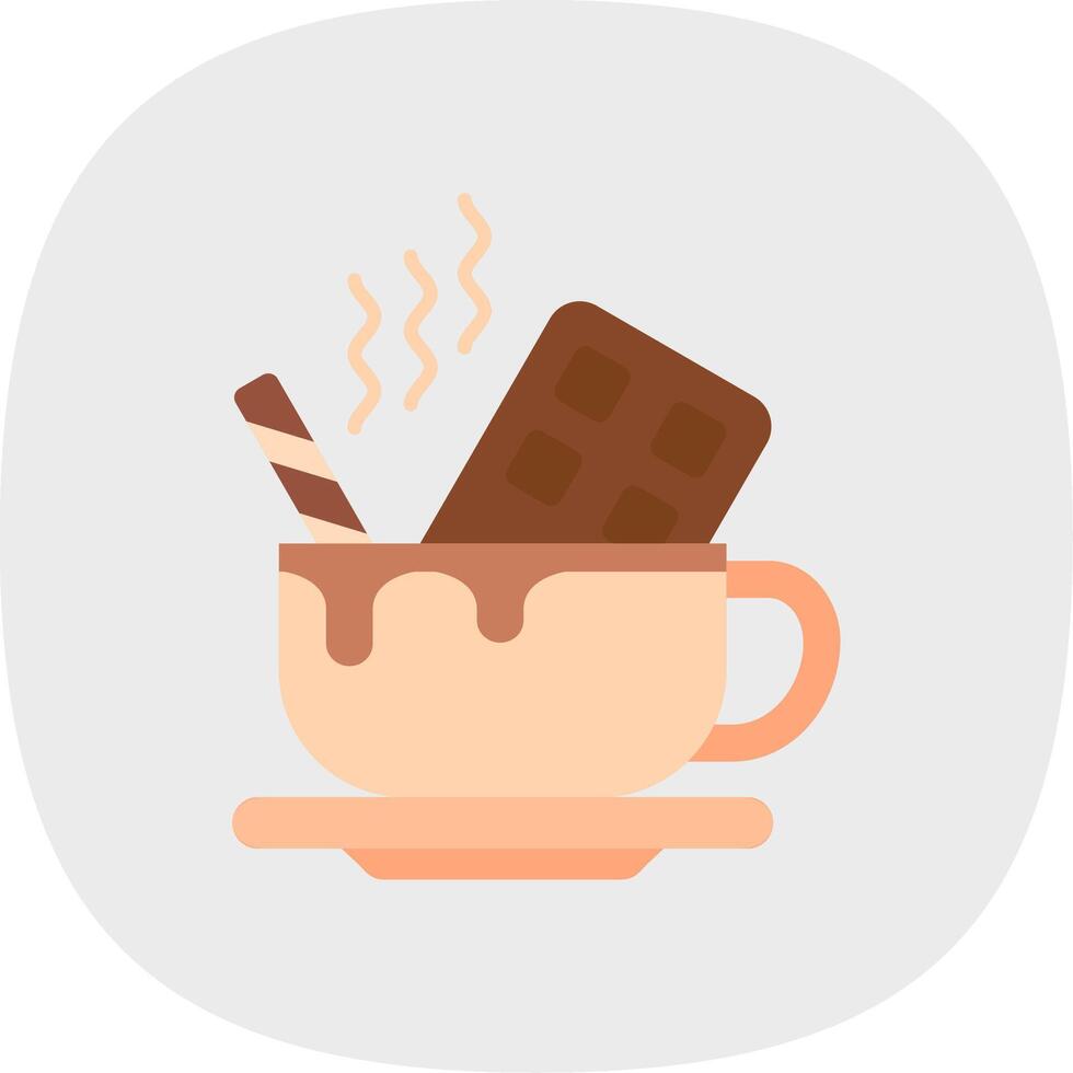 Hot Chocolate Flat Curve Icon vector