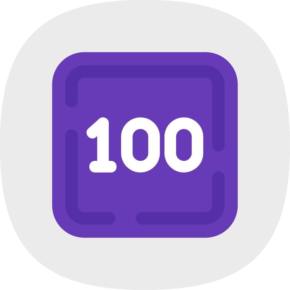 One Hundred Flat Curve Icon vector